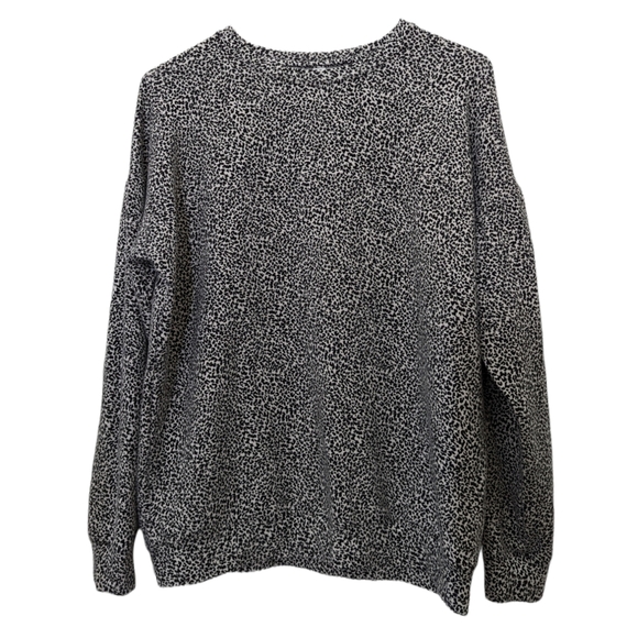 Athleta Studio to Street Printed Black & White Speckled Leopard Sweatshirt - Picture 3 of 6